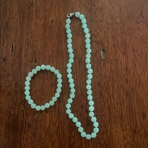 Vintage Jade Beaded Necklace and Bracelet Set
